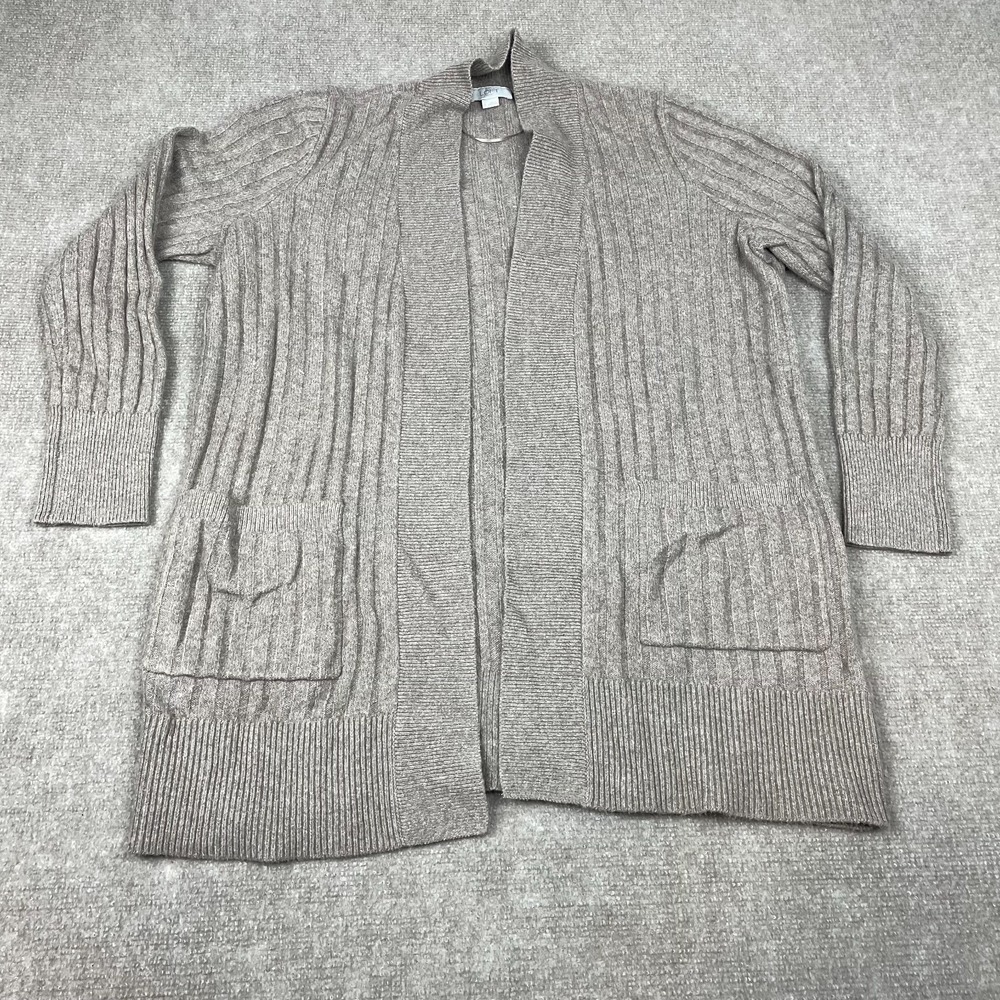 Loft Outlet Cardigan Sweater Women Large Gray Cotton Knit Stretch Pockets Winter